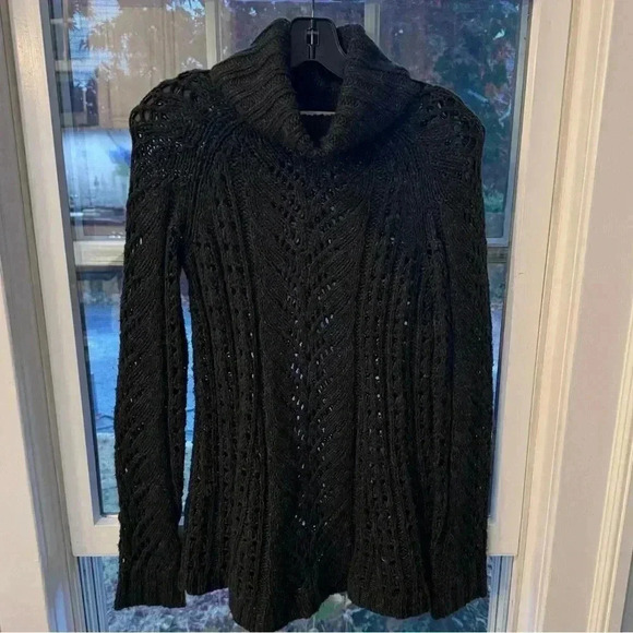 Anthropologie Sleeping on Snow Open Knit Olive Cowl Neck Sweater Sz XS - Picture 2 of 9